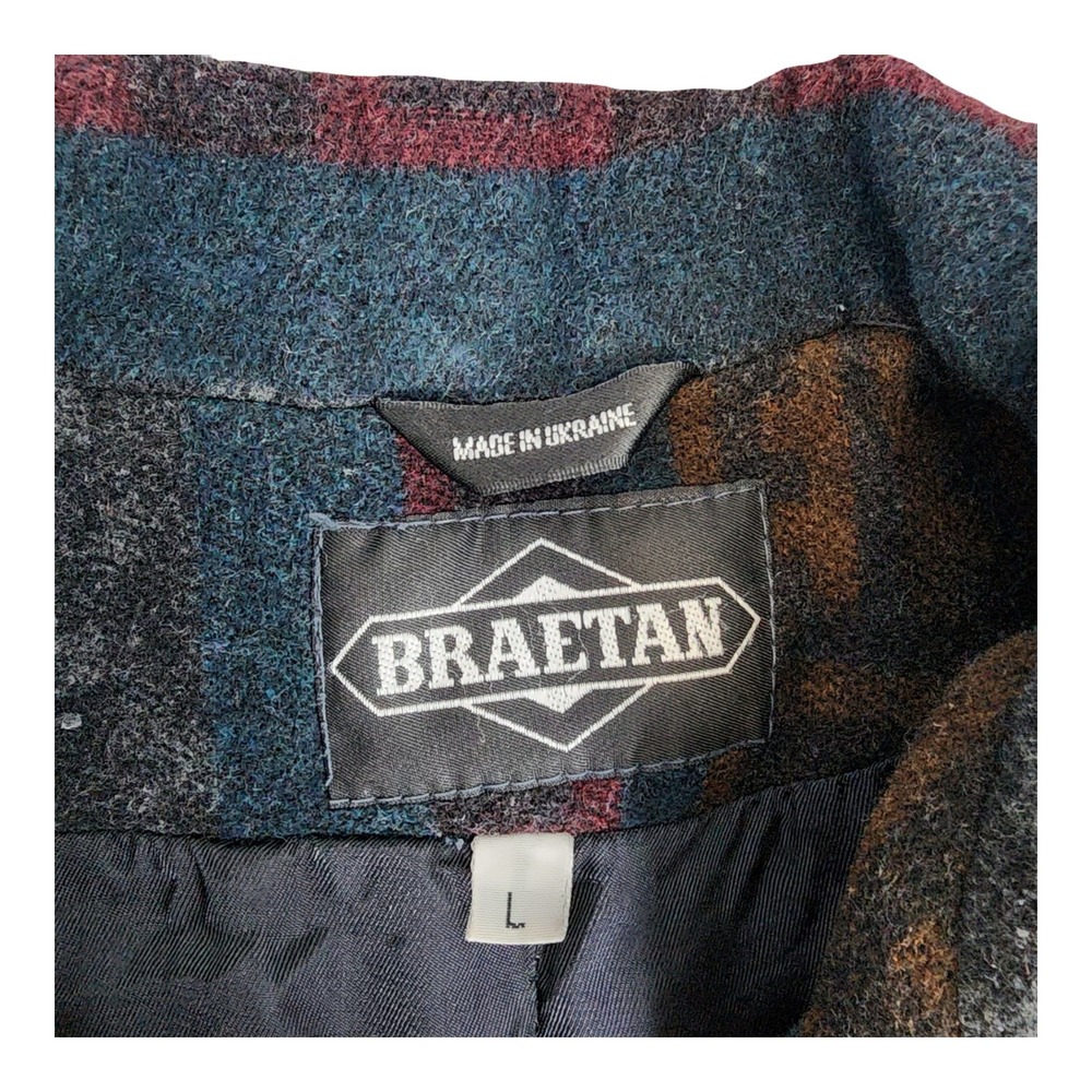 Braetan Vintage Southwestern Wool Blend Geometric Blazer Coat Blue Rust Large - Picture 3 of 8